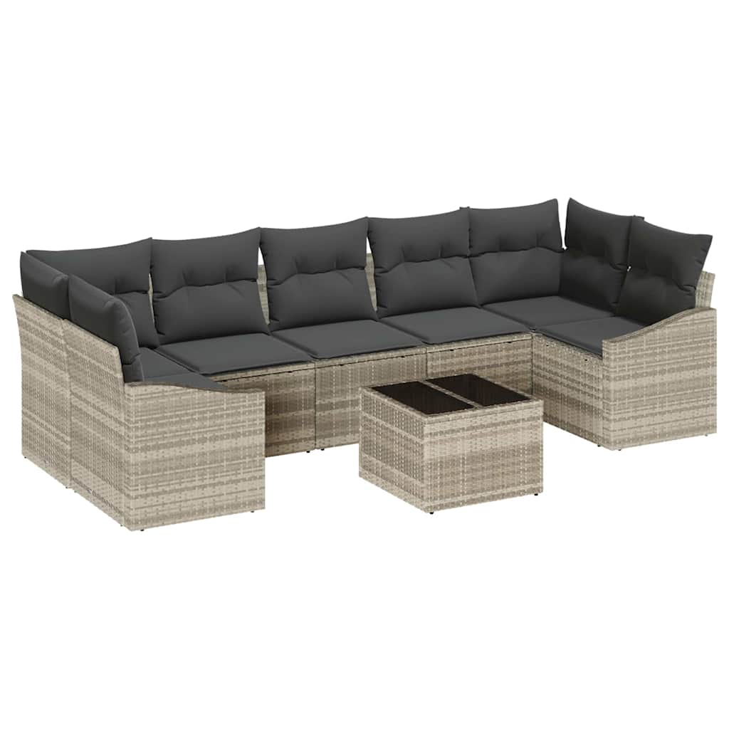Garten-Sofa-Set 8 pcs Hellgrau und Dunkelgrau 55 x 55 x 37 cm